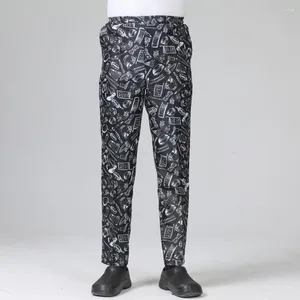 Pantaloni da uomo Pantaloni da cuoco unisex con elastico in vita tessuto traspirante tasche sicure per servizio ristorante uniformi da cucina alte