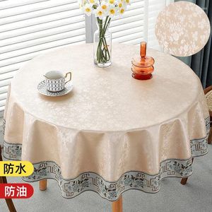 Table Cloth El Restaurant Home Round Dining Large Tablecloth Waterproof Oil-proof Anti-scald Wash-free Fabric Euro