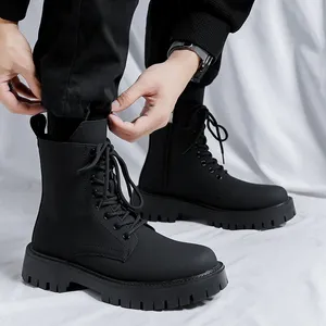 Botlar varış Erkek Moda Platformu Dikişli Orijinal Deri Ayakkabı Büyük Boyut Kış Boot Yakışıklı Yüksek Botas Zapatos