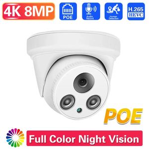 4K POE CCTV Dome Camera 8MP Wykrywanie ruchu bezpieczeństwo IP67 Kolor Nocnych Nocnych Nadzór wideo IPC Cam Audio P2P Widok 240126