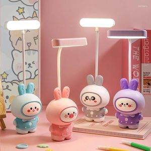 Table Lamps Bedside Lamp Colorful Sleeping Cute Cartoon Energy-saving Small Tv Base Lighting Desk Usb Charging Eye Protection