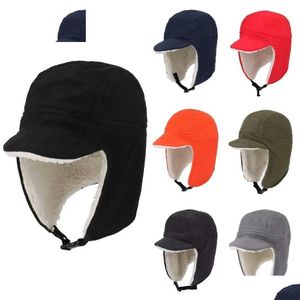 Beanie / Skull Caps Beanie / Skl Caps Connectyle Mens Mulheres Soft Fleece Quente Chapéus de Inverno Sherpa Forrado com Viseira À Prova de Vento Earflap Neve Sk Dhkmf