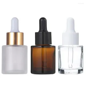 Storage Bottles 5X 10X 20ml Clear Round Thick Glass Dropper For Essential Oils Essence Eye Drop Pipettes Cap Refillable Flat Shoulder