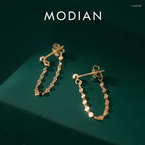 Stud Earrings Modian 925 Sterling Silver Swing Sparkling Simple Fashion Party Gold Color Ear Studs For Women Fine Jewelry