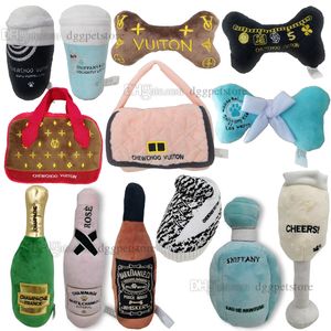 Designs Dog Toys Runway Pup Collection Unique Squeaky Parody Plush Dogs Toy Dog Bones Handbag Cup 10 Color Wholesale H22