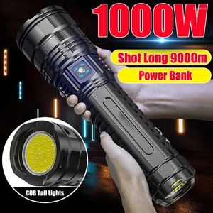Flashlights Torches Built-in Battery Flash Light Emergency Spotlights 4km 10000LM 800W Most Powerful Led Tactical 15000mah