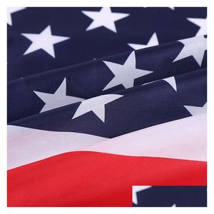 Banner Flags American Flag 3X5 Ft 210D For Outside Durable Heavy Duty Luxury Embroidered Star With Brightly Colored Brass Grommets Pre Dhwju