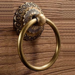 Small Vintage Door Ring Knocker Brass Old Knob for Cabinet Classics Gate Round Ring Handle Retro Entrence Door Knock Home Decor 240127