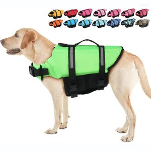 Giubbotto di salvataggio per abbigliamento per cani con strisce riflettenti Gilet ad alta galleggiabilità regolabile Ripstop Lifesaver Pet Preserver Costume da bagno