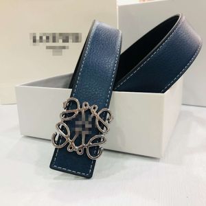 Moda dwustronna Lichee Grain Loewe Belt Luksus Mężczyzny Kobiet Designer Pas W szerokość 3,8 cm złota srebrna gładka klamra skóra 856