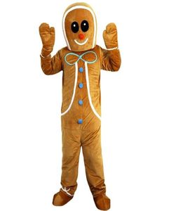 2019 Profesyonel Yapım Gingerbread Man Maskot Kostümleri Yetişkinler için Circus Noel Cadılar Bayramı Kıyafet Fantezi Elbise Takım 8115812