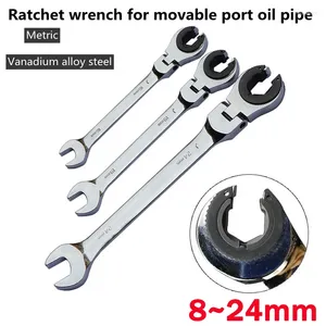 Flexible Pivoting Head Ratchet Wrench Spanner Garage Metric Hand Tool Gear Ring 8mm-24mm For Auto And Home Repair Tools