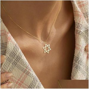 Hänghalsband Elegant stjärna av David Women rostfritt stål judendom symbol halsband femme charm kassakedja israel smycken droppe dh08h