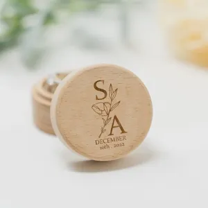Bolsas de jóias personalizadas caixa de anel de casamento lembrança travesseiro suporte de madeira proposta dia dos namorados noivado