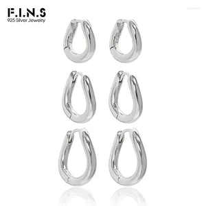 Hoop Earrings F.I.N.S Korean S925 Sterling Silver Simple Irregular Lines Small Circle Huggies Geometric Minimalist Fine Jewelry