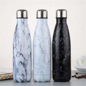 Water Bottles 500ML Bottle Vacuum Insulated Flask Thermal Sport Chilly Cold Cup Stainless Steel Creative Mug Marble Head