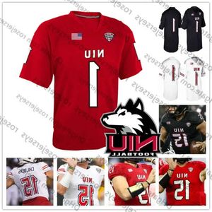 Northern Custom Illinois Huskies NIU Futebol Qualquer Nome Número Vermelho Branco Preto 3 Tyrice Richie 12 Ross Bowers 15 Marcus Childers Jersey High