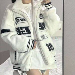 F1 Jacket 2024 New Trend Women's Racing Wear Thin Rabbit Fur Coat, Men and Women Loose Winter Couple Plush Thick Jacket AF1 118