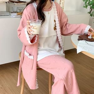 3pcs Sets Autumn Winter Thick Warm Cotton Maternity Nursing Sleepwear Breastfeeding Pajamas Lactation Pregnancy Home Sleep Wear 240119