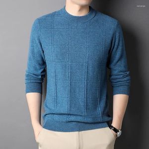 Suéter masculino suéter cardigã gola redonda com fundo de malha no inverno para negócios e lazer suéter de lã 200% pura.