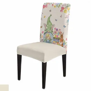 Cadeira cobre Páscoa primavera tulipa flor ovo anão capa conjunto cozinha estiramento spandex assento slipcover casa sala de jantar