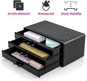 DreamGenius Makeup Organizer 4 Pieces, Acrylic Makeup Storage Box with 9 Drawers