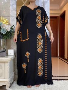 Ethnic Clothing 2024 Latest Arrival Dress With Big Scarf Embroidery Cotton Process Long Loose Muslim African Women Islamic