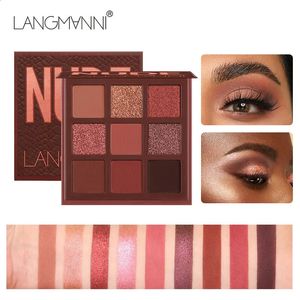 Langmanni 9 färger naken ögonskugga palette pärlor matt långvarig skimmer ögonskugga kosmetisk skönhet ton 240123