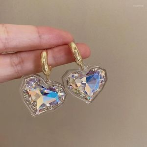 Stud Earrings Heart Shape Glass Pendant European And American Style Personality Fashion Ms Girl Travel Accessories 2024