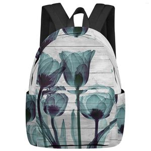 Backpack Flower Tulip Ray Green Abstract Student School Bags Laptop Custom For Men Women Female Travel Mochila