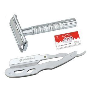 2 Sus tıraş makinesi 10 bıçak manuel tıraş makinesi düz kenar paslanmaz çelik keskin berber tıraş tulum katlanır tıraş bıçağı tıraş sakal kesici 240127