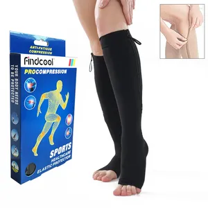 Kvinnors strumpor Yisheng Medical Compression Zipper Open Toe 20-30mmhg Toeless Nurse Zip med lätt på av