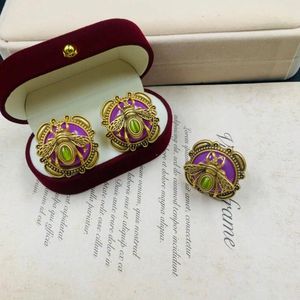 Brincos traseiros com marcação antiga, abelha roxa, verdadeiro aukin 925, anel de agulha de prata, clipe de orelha, joias duplas estéreo para mulheres, tendência 2024