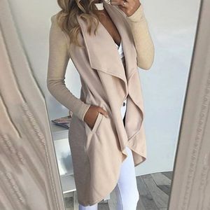 Womens Waterfall Lapel Trench Coat Ladies Cardigan Jacket Outwear Tops Plus Size Clothing Blazer Suit Clothes -2024 240130
