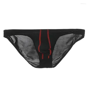 Underpants Men's Sexy Thin Ice Silk Mesh See Through Middle Rise Briefs Shorts Sheath Cover Bikini Underwear Breathable Men Panties