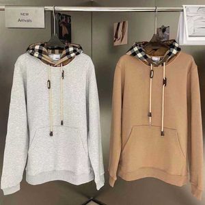 Men's Hoodies Sweatshirts Plaid hooded berry Leggings pullover solid color stitching casual drawstring kangaroo pocket female jacket women BASEBALL SWEATSHIRT