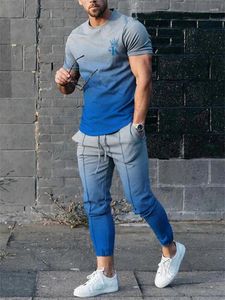 Tute da uomo Estate Uomo Set casual T-shirt alla moda Pantaloni a manica corta Moda Stampa 3D Tuta da 2 pezzi Sorriso Magliette grafiche Dym