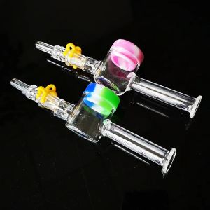 Silicone Nector Collector Kits Keck Clip Mini Hand Smoking Pipes 10,mm 14mm Male Joint Quartz Nail Tip Dab Tools Wax Container 11 LL