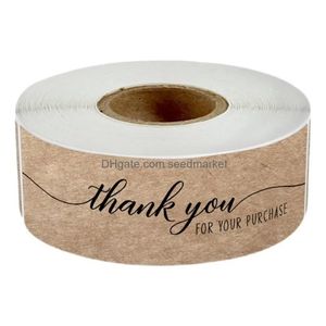 Gift Wrap 300Pcs Thank You For Your Purchase Stickers Kraft Paper Seal Labels Bags Greeting Cards Flower Bouquets Wraps Tags Mail Dr Dhao7