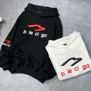 Sweaters Bayan Doğru Versiyon Paris Ana Sayfa 23 Sonbahar/Kış Yeni B Basılı Logo Gevşek Uzun Kollu Kapşonlu Sweater Unisex