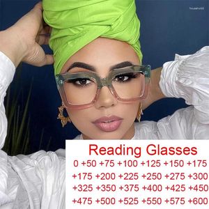 Solglasögon Fashion Square Anti Blue Light Reading Glasses Women 2024 Elegant Trend Optical Recept Eyewear Färdiga glasögon plus 3