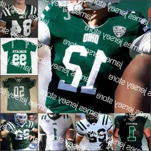 American NEW Wear NCAA Ohio Bobcats Football Jersey College 12 Nathan Rourke 28 O'shaan A High