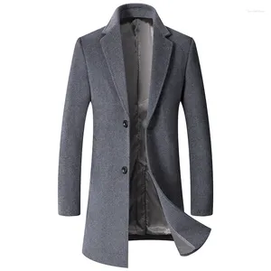 Abiti da uomo 2024 Autunno Inverno Uomo Trench di lana Grigio Nero Moda di media lunghezza Uomo Slim Giacche Business Formale Casual Giacca a vento calda