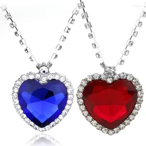 Pendanthalsband Film Titanic Heart of the Ocean Necklace Sea With Blue and Red Crystal Chain for Women Gift Collier Trinka Ornaments