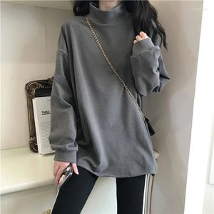 Women's T Shirts Woman's Tshirts Spring/summer Turtleneck Solid Color Korean Style Long Sleeve Leisure Woman Top T-shirt Drop WBXT0052