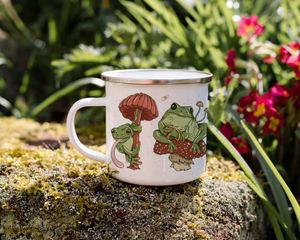 Mugs Frog Mashroom Enamel Mug 12oz Witch Campfire Cute EasterFunny Milk Cup Friends Birthday Gift Girl Office Coffee