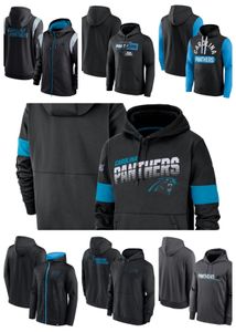 Carolina''Panthers''Men Black Sideline Club Fleece Pullover Full-Zip Hoodie