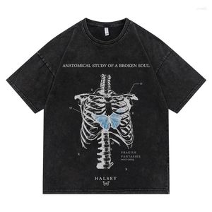 メンズTシャツヒップホップゴシックシャツストリートウェアヴィンテージスカルバタフライグラフィックプリントコットンTシャツハラジュク夏半袖ティー