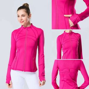 Lu- 001 Women Yoga Outfit Sports Jacket Stand-Up Collar Half Zipper Long Sleeve Tight Yogas Shirt Gym Thumb Athtic Coat Gym Cloth 8 High S