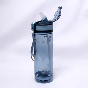 Water Bottles 800ml Sports Bottle With Straw For Camping Hiking Outdoor Plastic Transparent BPA Free Men Drinkware